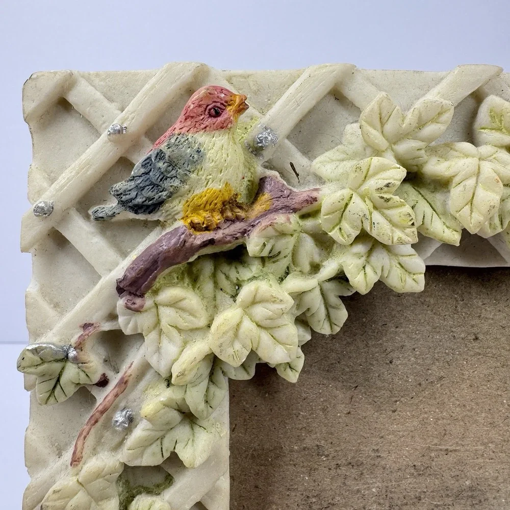 Jordan Mark Secret Garden Floral Birdhouse Resin Photo Frame Cottagecore Vintage